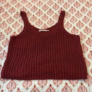 miami Chunky Knit Cropped Tank in Burgundy